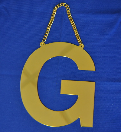Brass G - with hanging chain (8 inch) - Click Image to Close